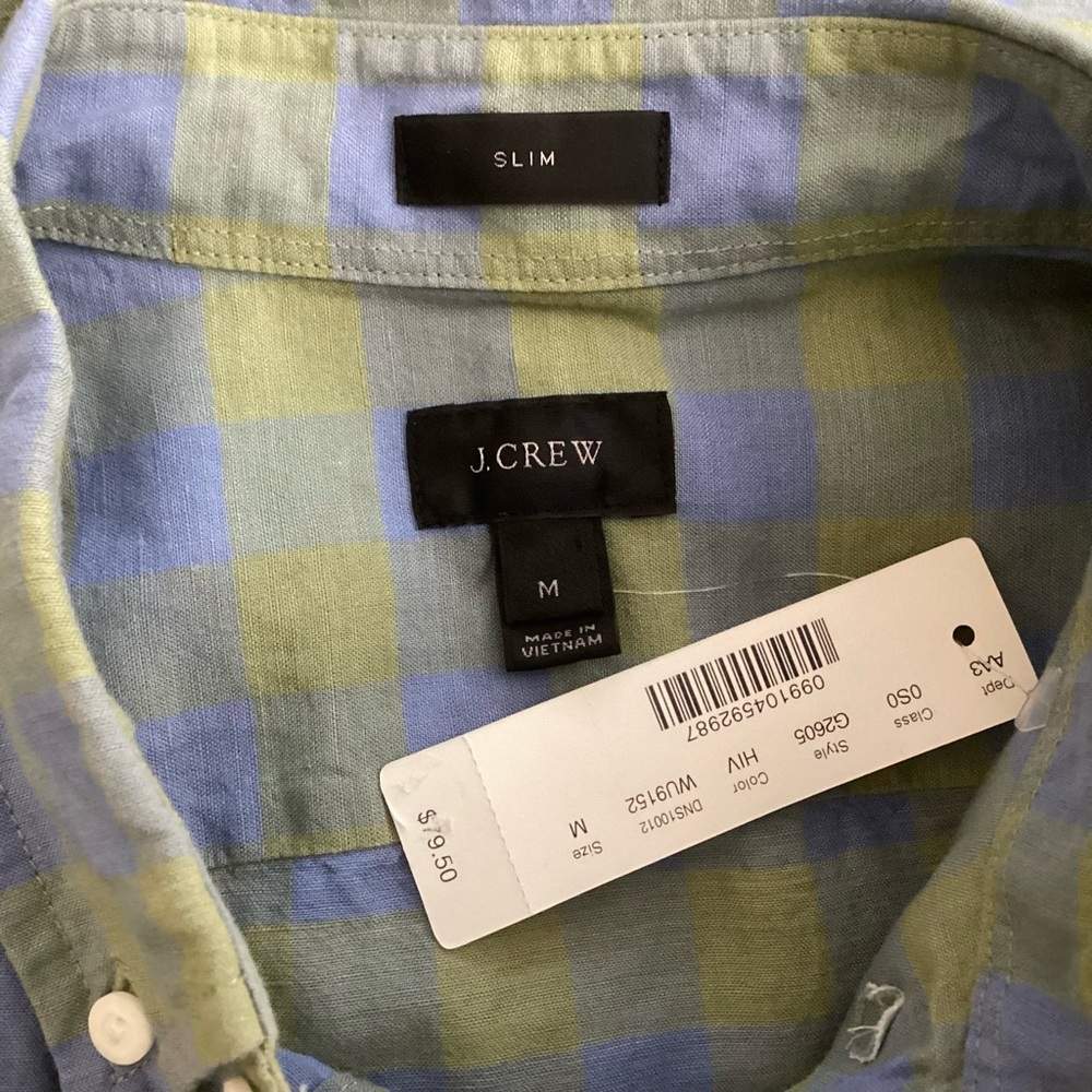 J. Crew Blue and Green Plaid Button-Down Shirt - Picture 6 of 7